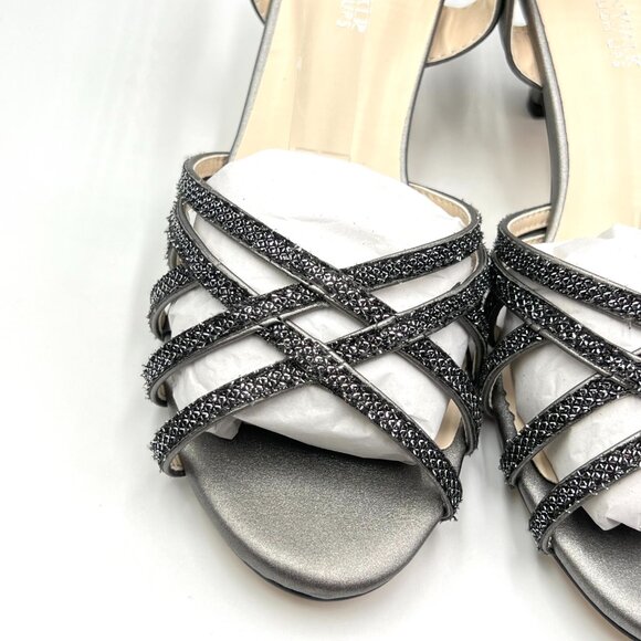 7.5W WIDE WIDTH Touch Ups Womens Amara Pewter Silver Dress Sandals Heels Shoes - Picture 3 of 13